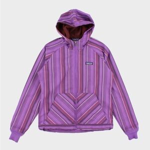 Patagonia Women's Slopestyle Hoody Purple Striped Fleece Lined Jacket Medium
